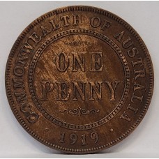 AUSTRALIA 1919 . ONE 1 PENNY . VARIETY . MAGNITUDE OF DIE CRACKS